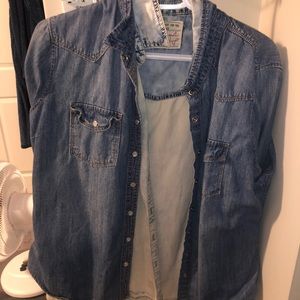 Dark denim jacket or acid wash denim jacket